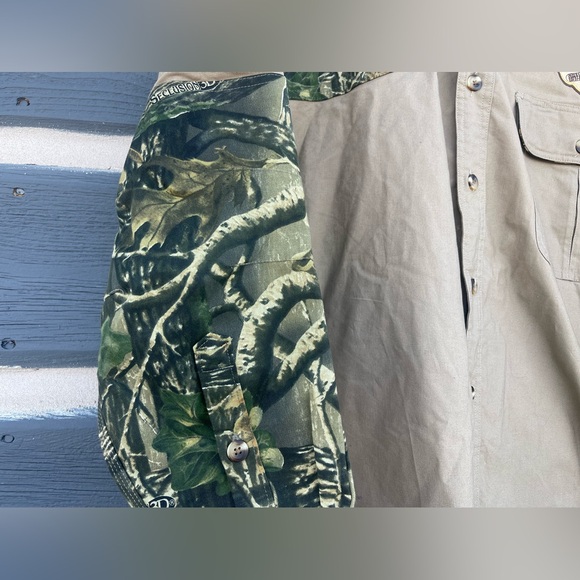 Cabelas Hunting Shirt Mens sz 2XL Tall Camo Tan Work Outdoors Button up Turkey - Picture 5 of 12